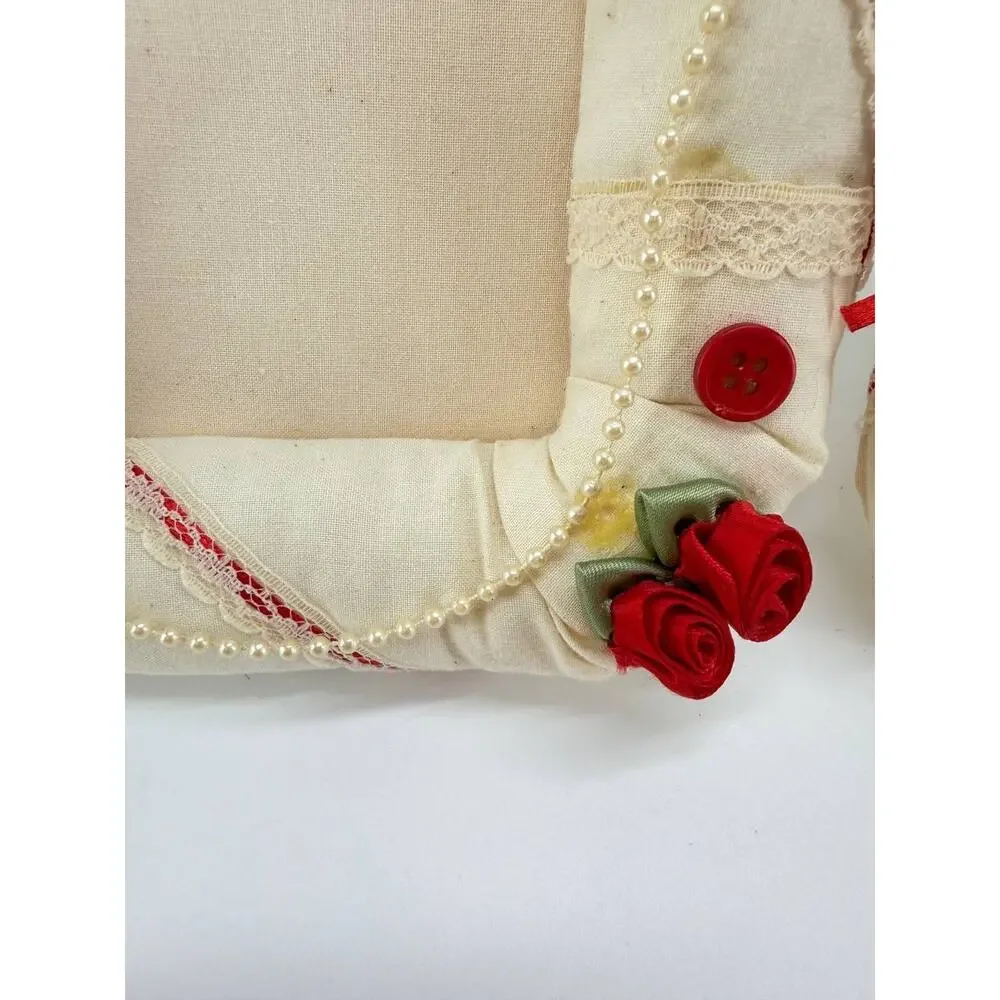 Handmade Fabric Picture Frame Set Floral Lace Ribbon Decorative Photo Frames